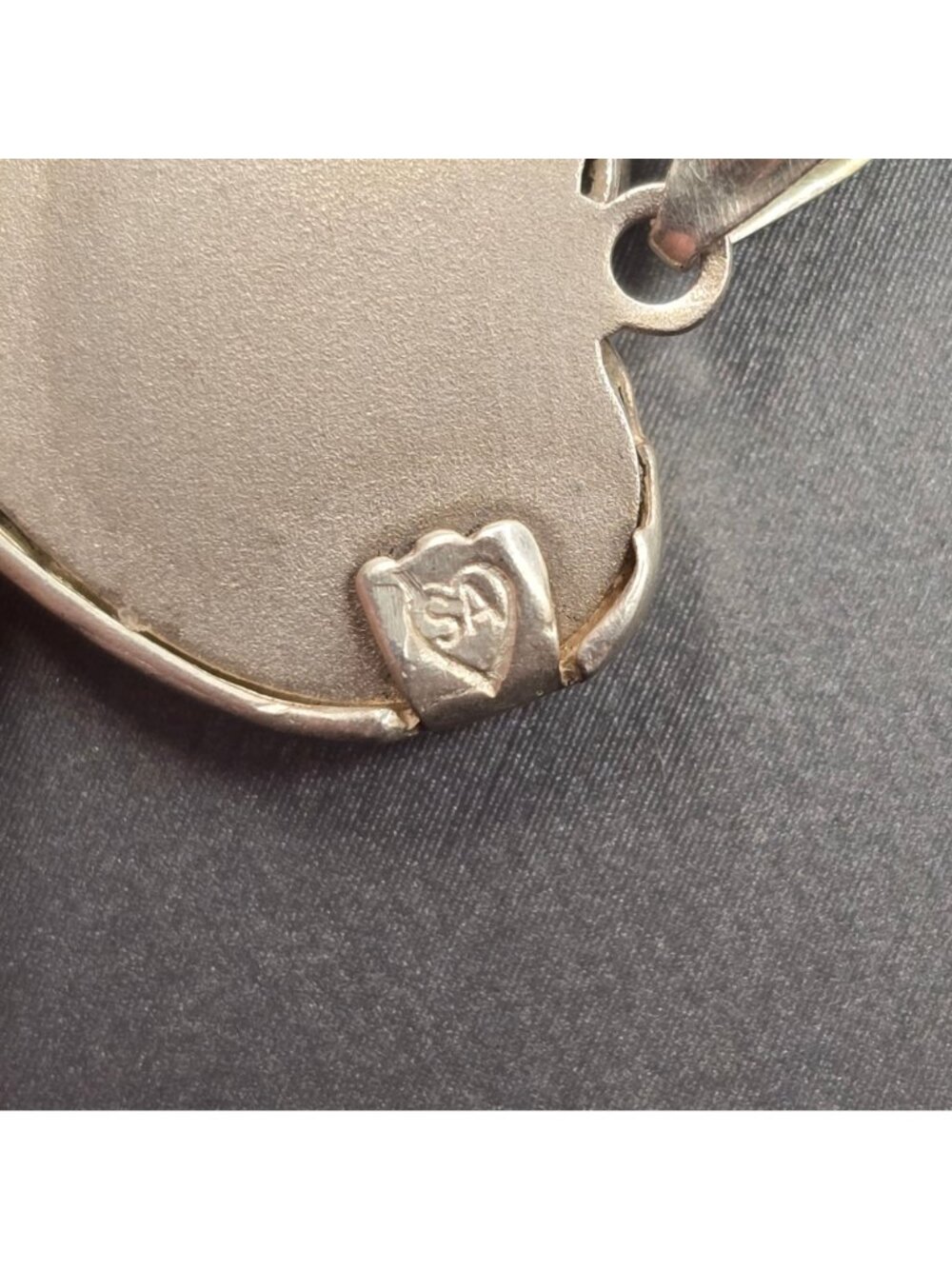 Vintage Sterling Silver Heart Necklace 18" Lattice Mesh Signed SA 925 Box Chain - Picture 6 of 15